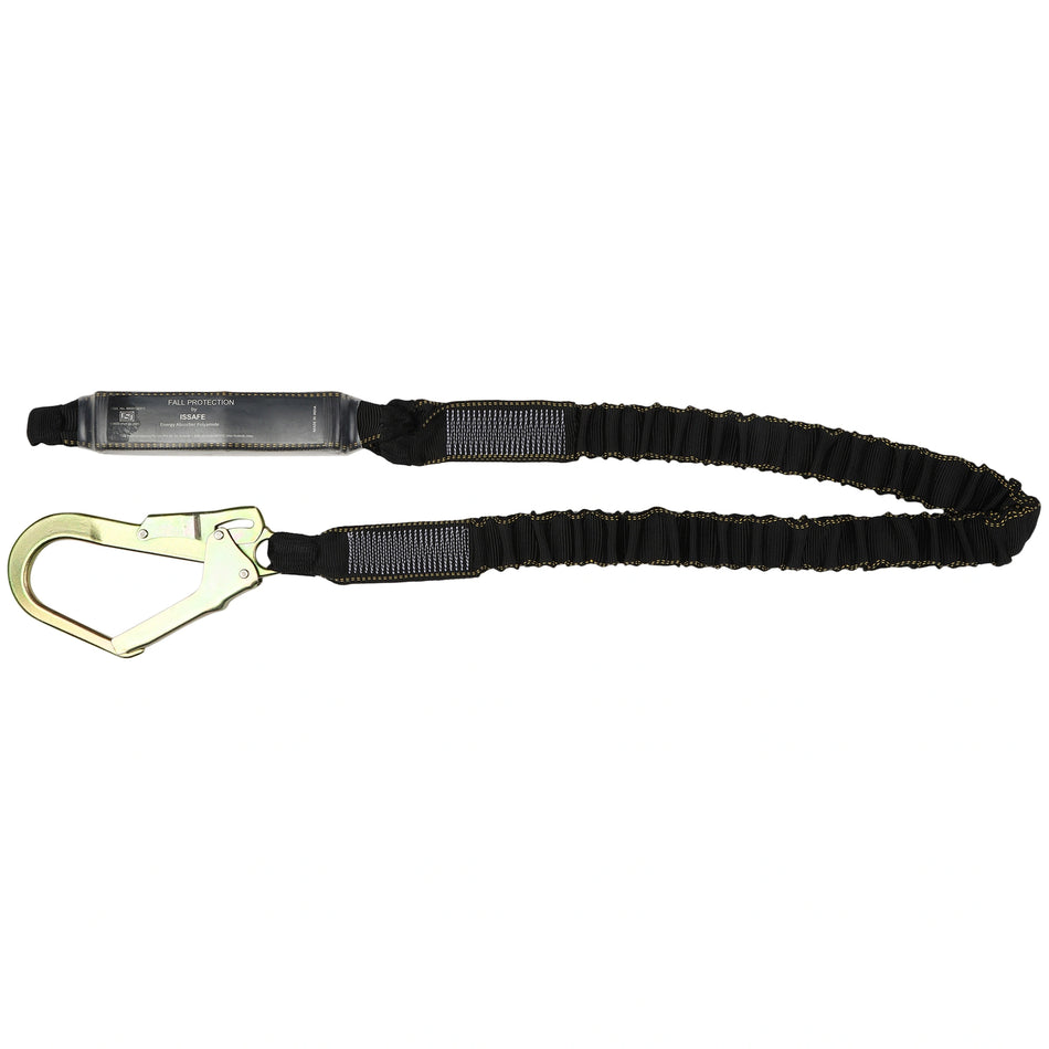 Shock Absorbing Lanyard with Integrated Energy Absorber, Loop, and Scaffolding Hook