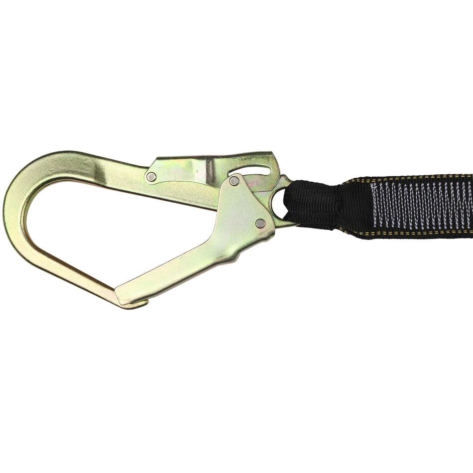 Shock Absorbing Lanyard with Integrated Energy Absorber, Loop, and Scaffolding Hook