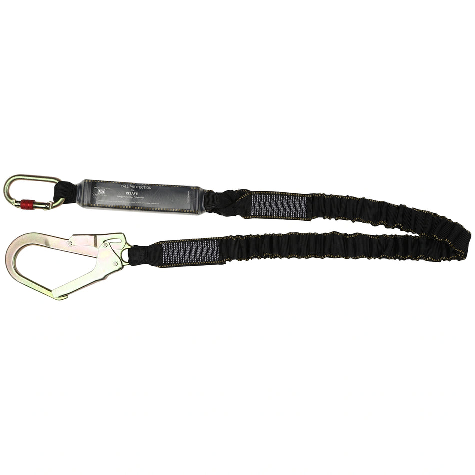 Shock Absorbing Lanyard with Energy Absorber, Carabiner and Scaffolding Hook
