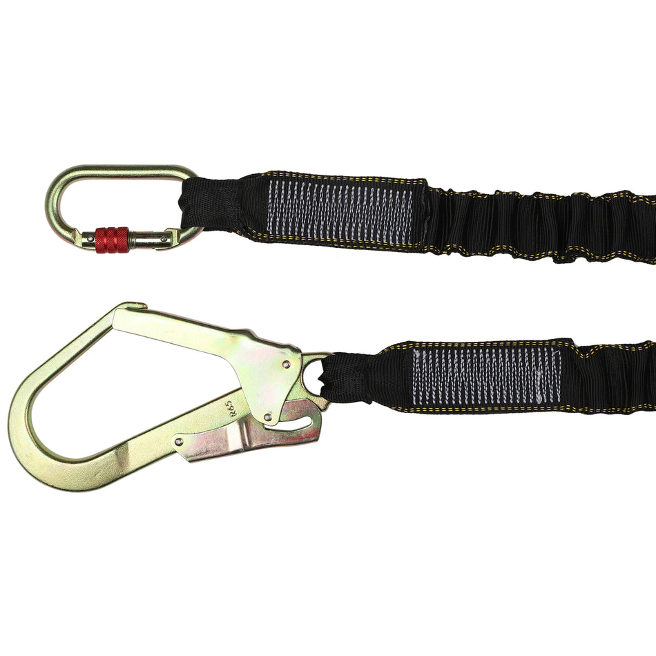 Shock Absorbing Lanyard with Carabiner & Scaffolding Hook