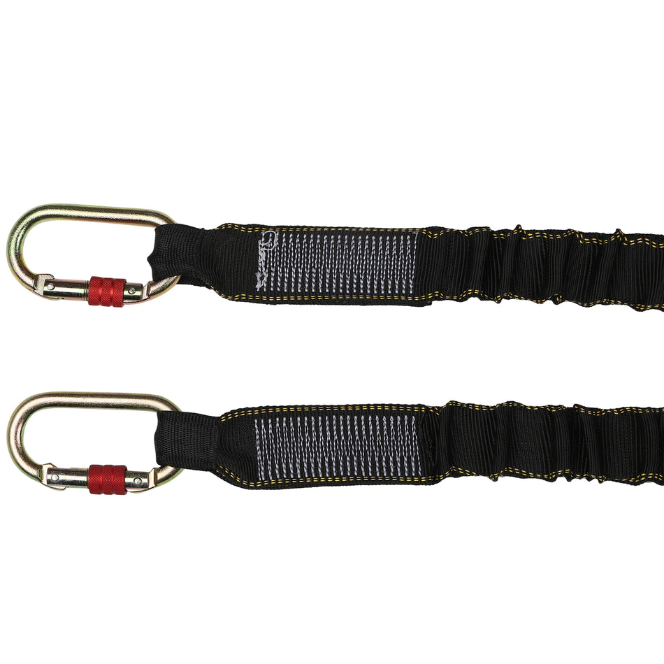 Shock Absorbing Lanyard with Double Carabiner Hooks