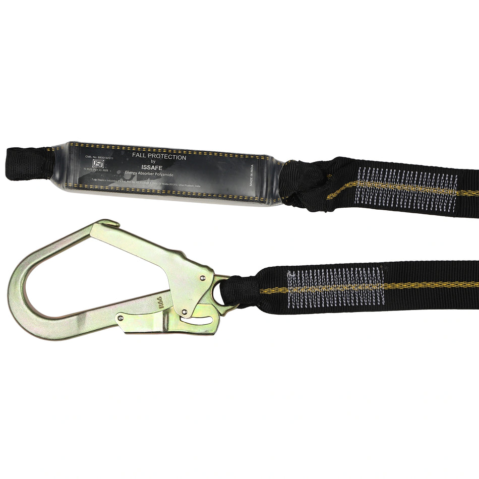 Energy Absorbing Webbing Lanyard with Loop Attachment and Scaffolding Hook