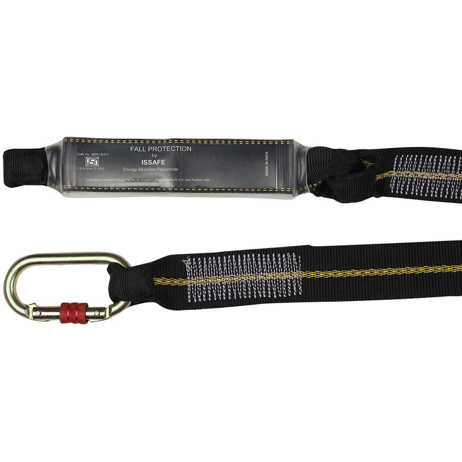 Energy Absorbing Webbing Lanyard with Loop Attachment & Carabiner Connector