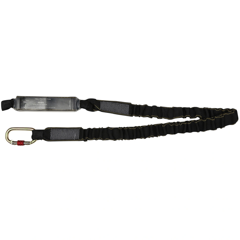 Shock Absorbing Lanyard with Integrated Energy Absorber, Loop & Carabiner