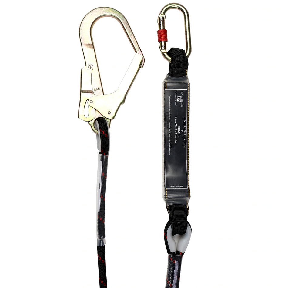 Safety Kernmantle Rope with Energy Absorber, Carabiner & Scaffolding Hook