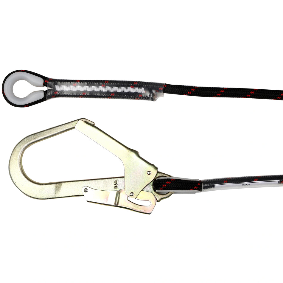 Safety Restraint Kernmantle Rope Lanyard with Integrated Loop & Scaffolding Hook