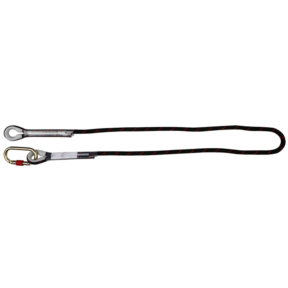 Adjustable Kernmantle Rope Restraint Lanyard with Loop & Carabiner