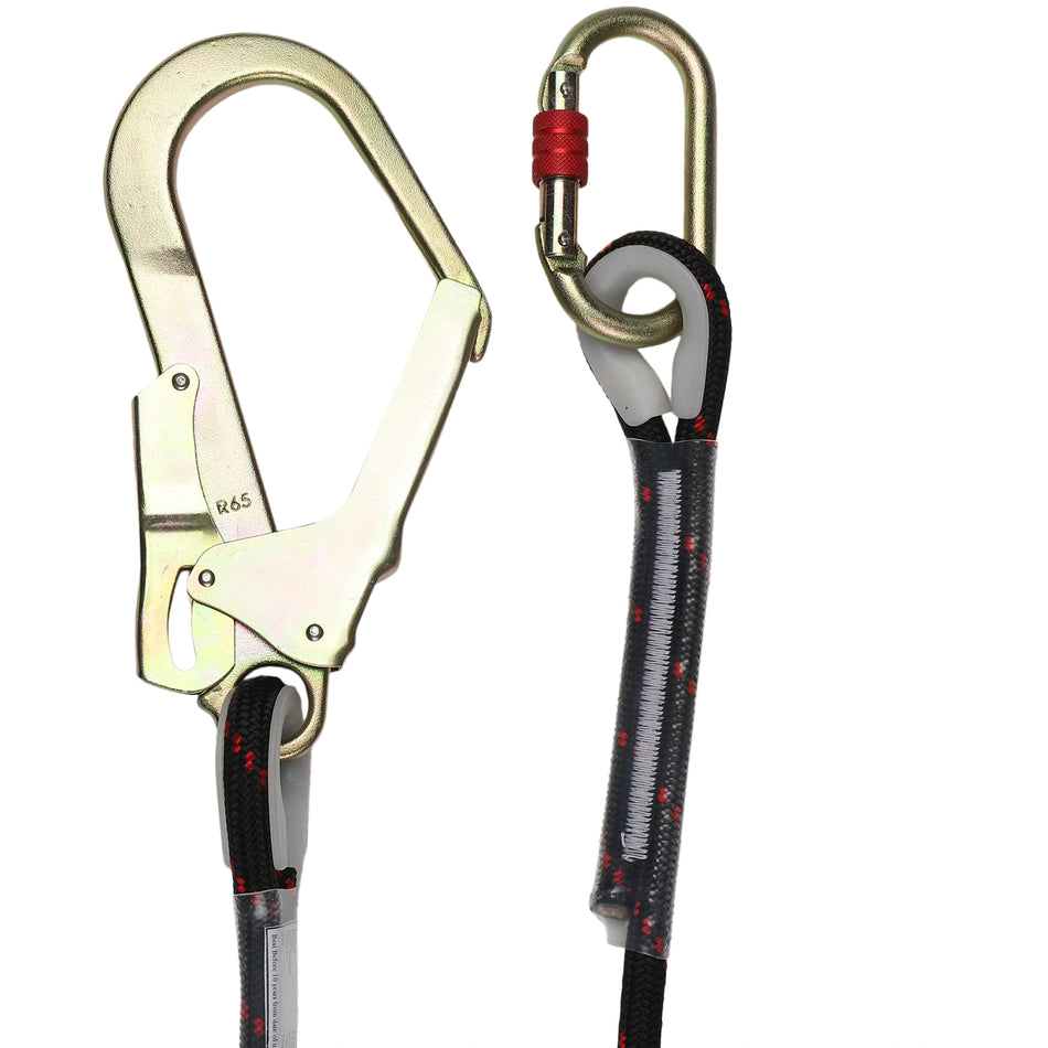 Kernmantle Rope Lanyard with Carabiner & Scaffolding Hook