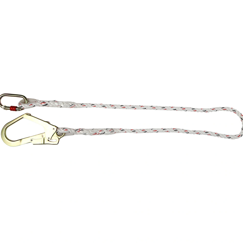 Adjustable Fall Protection Lanyard 1.0M–2.0M with High-Strength Carabiner and Scaffolding Hook