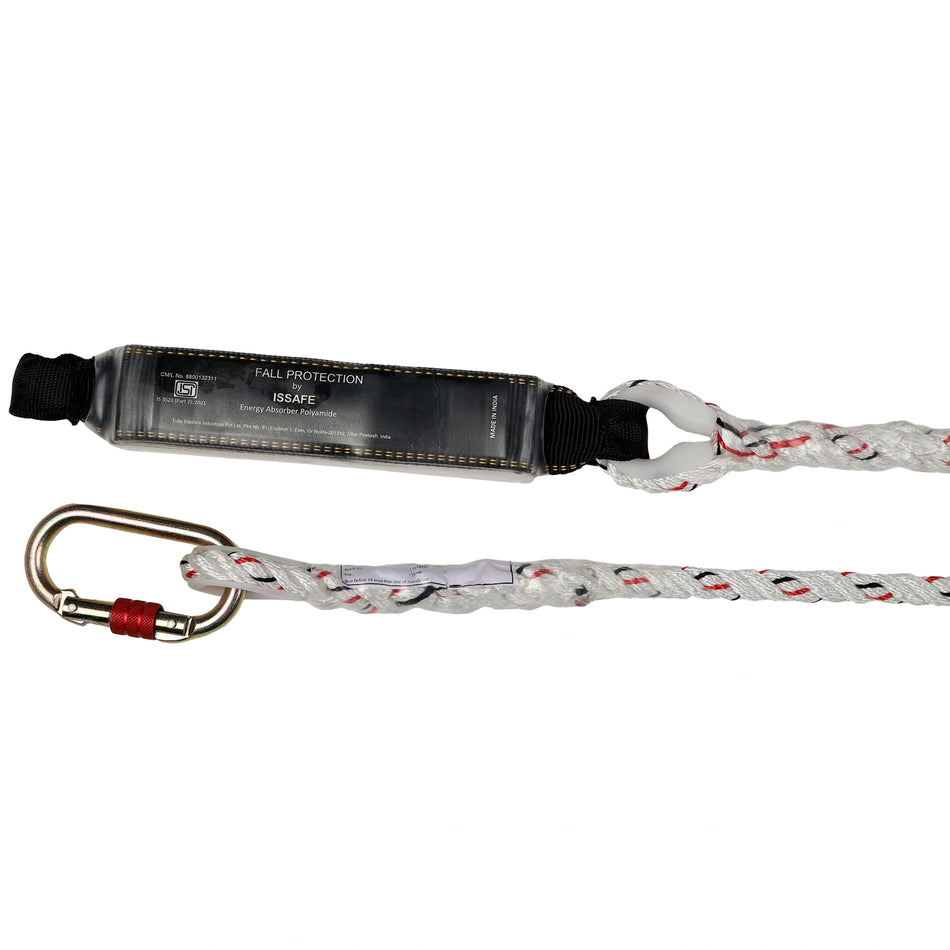 Fall Restraint Twisted Rope Lanyard with Energy Absorber - Arrest Force Below 4.5 KN