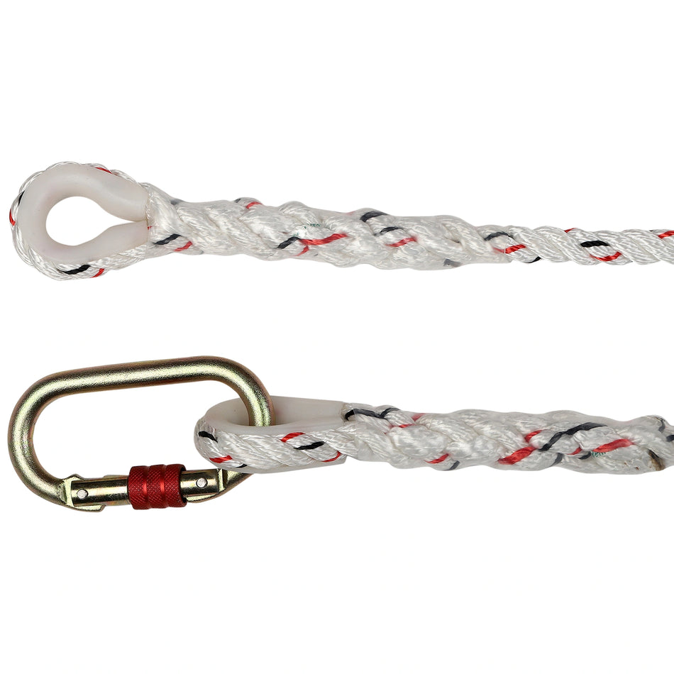 Fall Arrest Rope Restraint Lanyard with Loop & Carabiner Hook