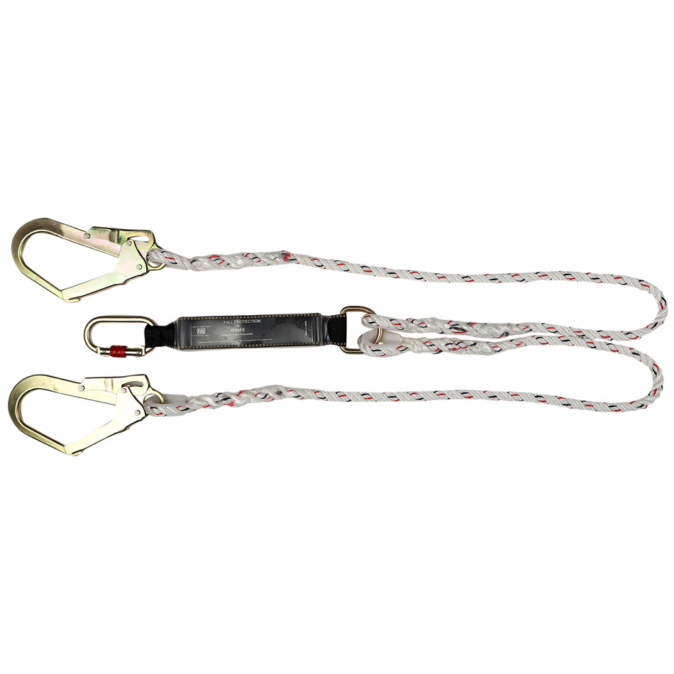 Energy Absorbing Double Lanyard with Rope and Scaffolding Hooks