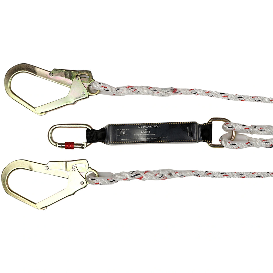 Energy Absorbing Double Lanyard with Rope and Scaffolding Hooks