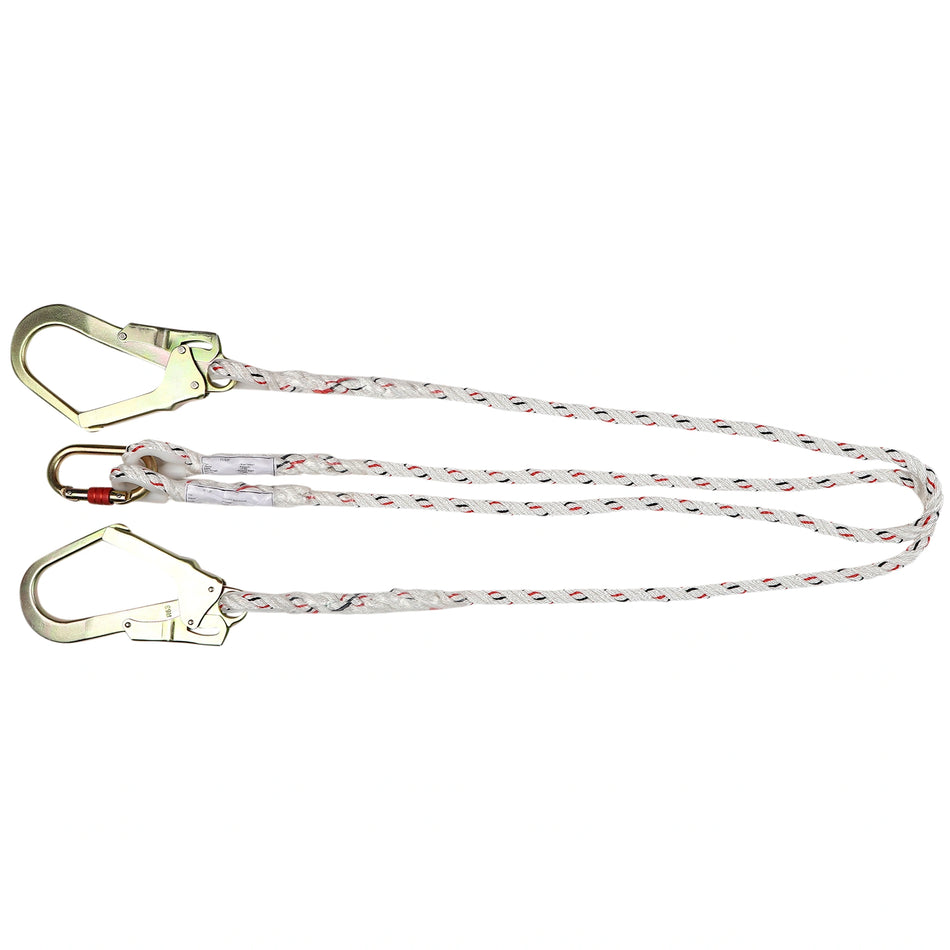 Polyamide Twisted Rope Double Lanyard with Scaffolding Hooks