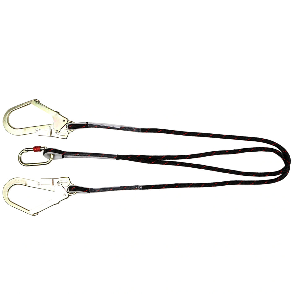 Double Lanyard with Kernmantle Rope and Scaffolding Hooks