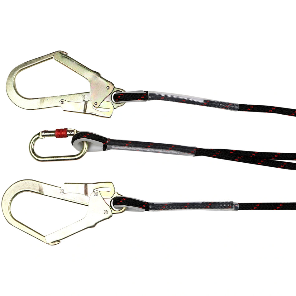 Double Lanyard with Kernmantle Rope and Scaffolding Hooks