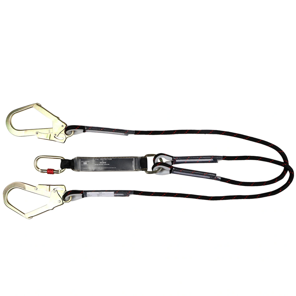 Kernmantle Energy Absorbing Double Lanyard with Rope and Scaffolding Hooks