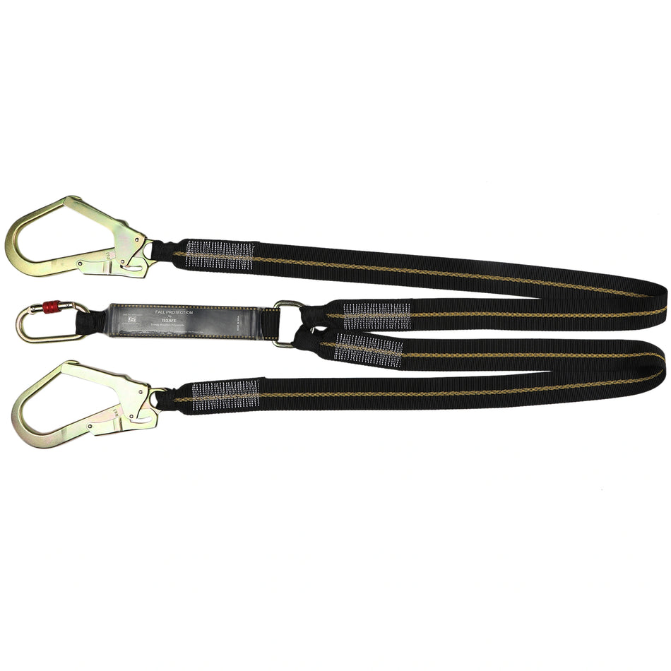 Energy Absorbing Double Webbing Lanyard with Rope and Scaffolding Hooks