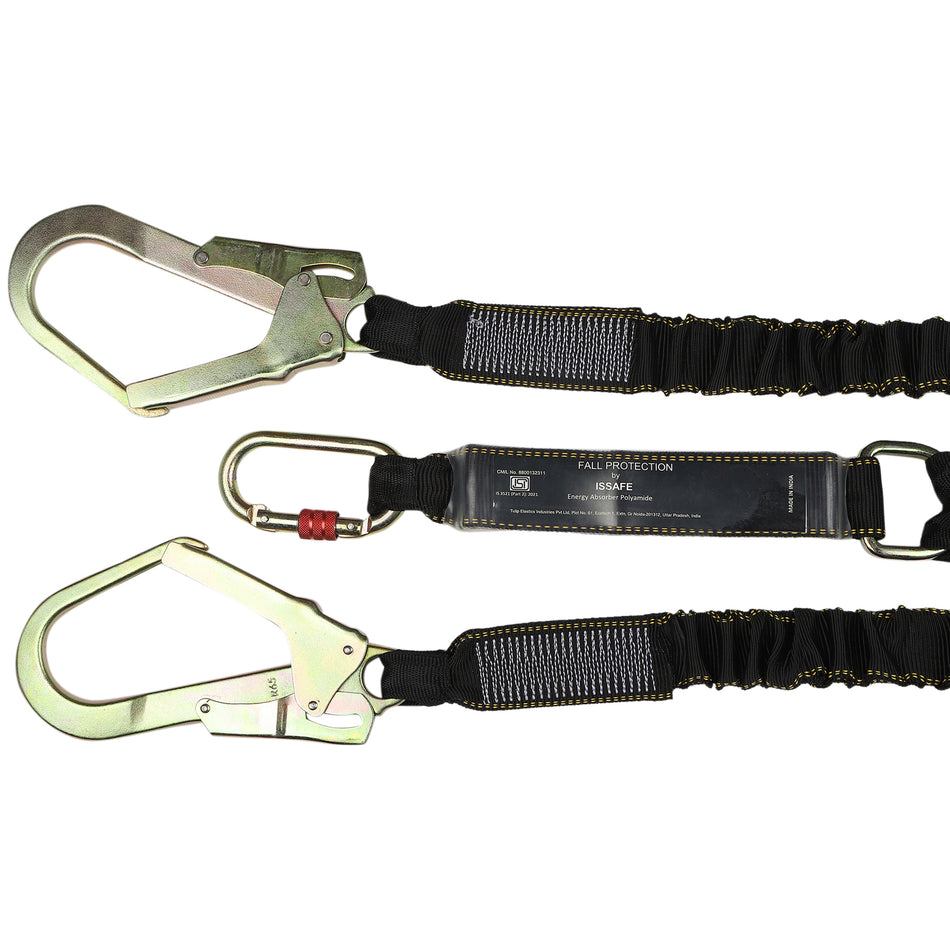 Double Rope Energy Absorbing Lanyard with Scaffolding Hooks