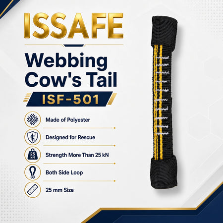 ISSAFE ISF-501 polyester webbing cow’s tail rescue connector with loops on both ends