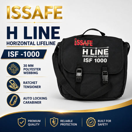 ISSAFE ISF 1000 temporary horizontal webbing anchorage line with ratchet tensioner and auto-locking karabiners